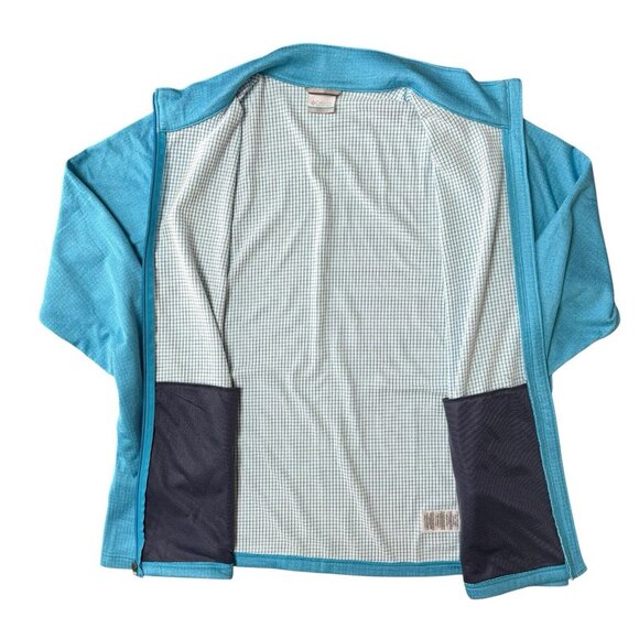 Columbia Womens Park View Grid Full Zip Fleece Full Zip Bright Blue Plus Size 3X - Picture 2 of 9